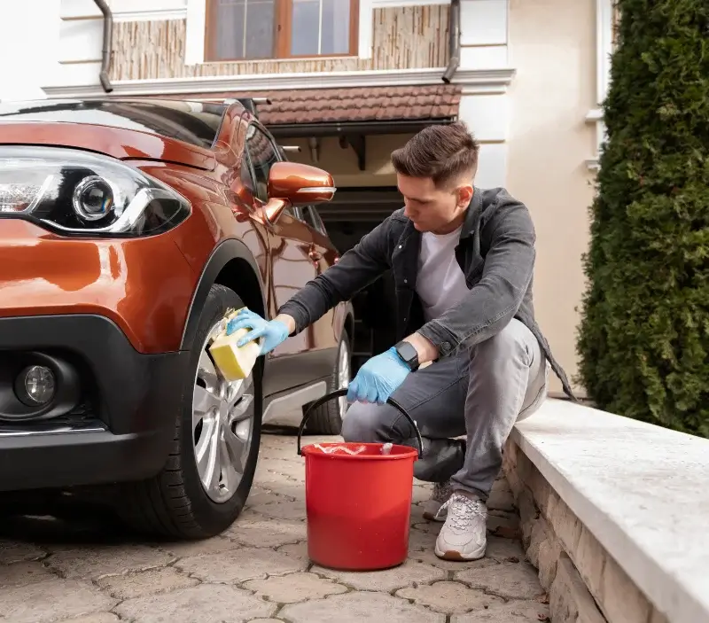 Lavage auto à domicile L'Albère : professionnel intervenant sur un véhicule